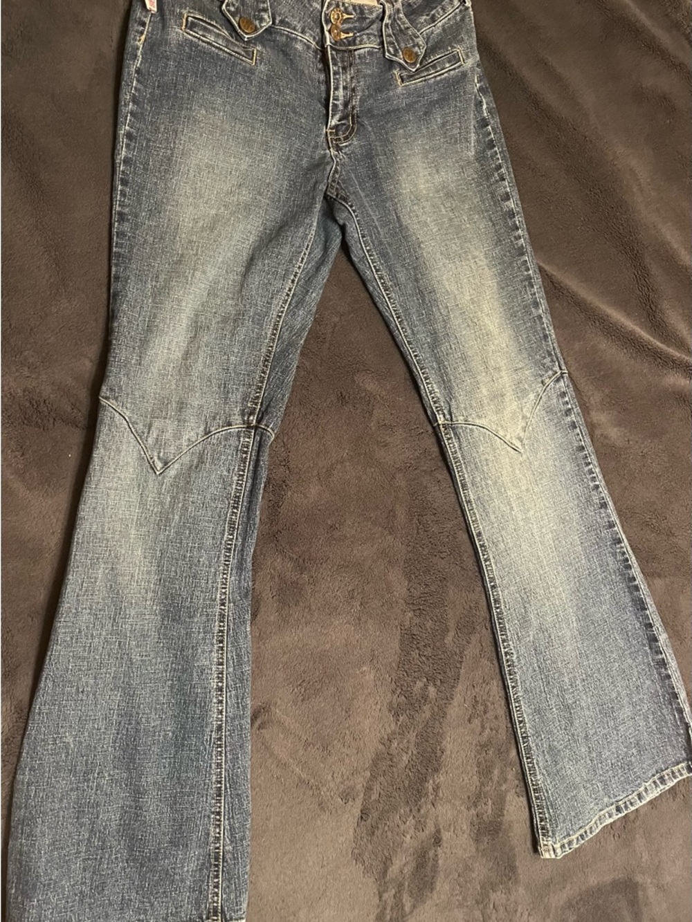 Plugg Blue Denim Jeans with Tan Leather Patch